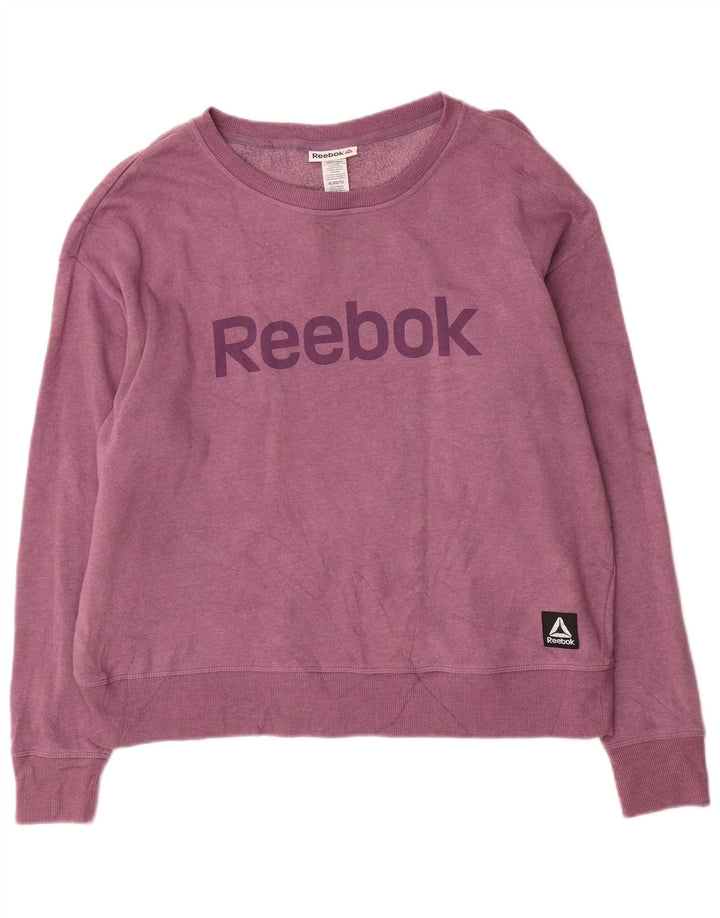 Reebok Womens Graphic Oversized Sweatshirt Jumper UK 18 XL Purple Cotton