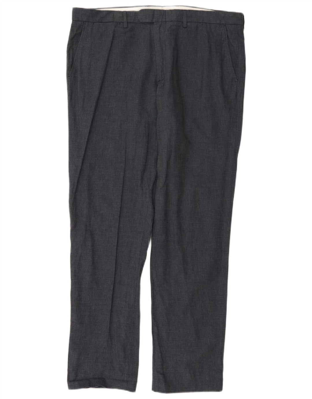 J. CREW Mens BOWERY Straight Suit Trousers W36 L32 Navy Blue Linen