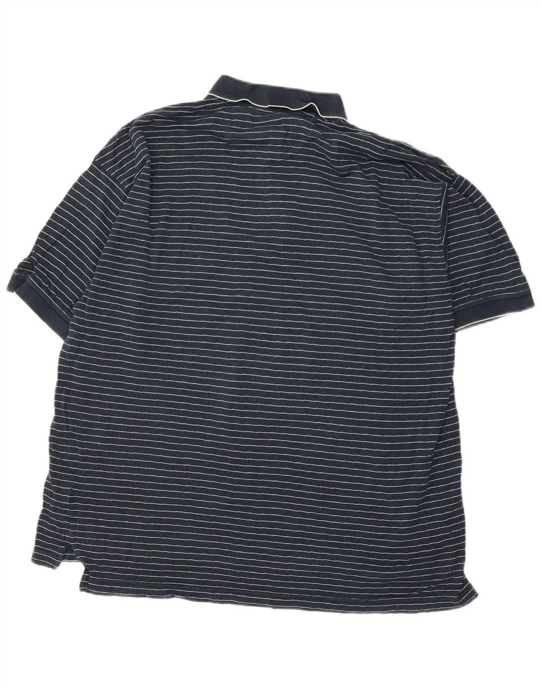 IZOD Mens Polo Shirt Large Navy Blue Striped Cotton