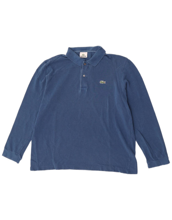 Lacoste Mens Long Sleeve Polo Shirt Size 5 Large Blue Cotton