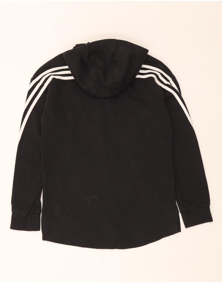 ADIDAS Boys Loose Fit Zip Hoodie Sweater 14-15 Years Black Cotton