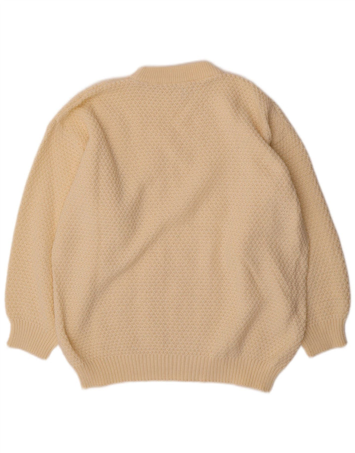 VINTAGE Womens Crew Neck Jumper Sweater UK 20 2XL Off White Polyacrylic