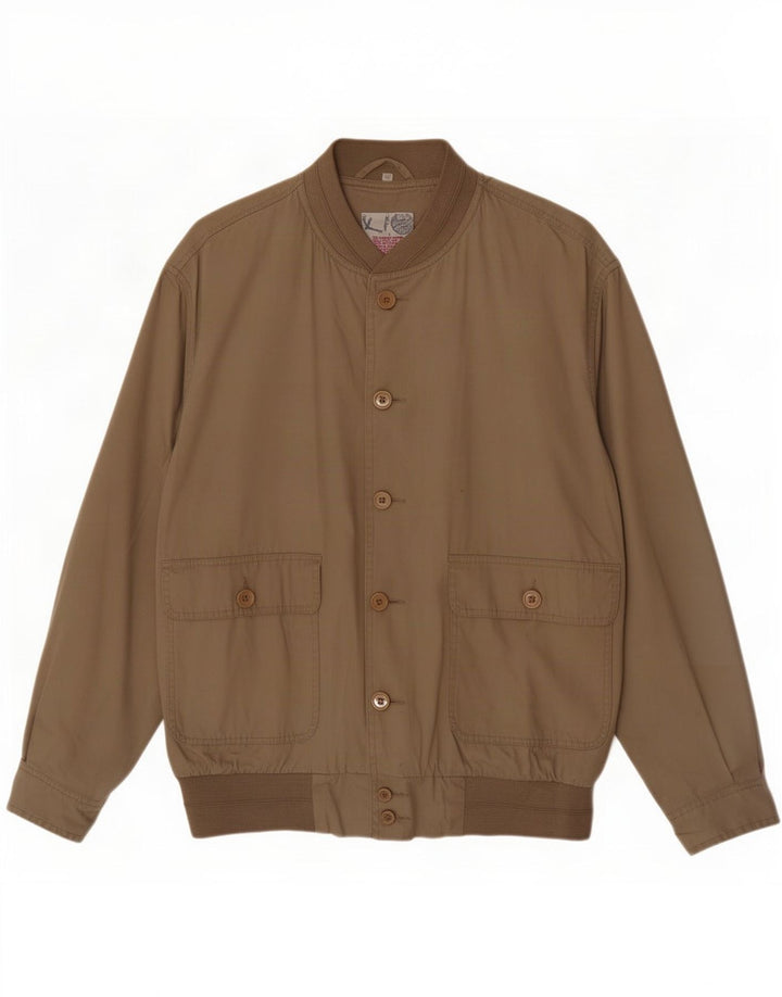 Vintage Mens Bomber Jacket IT 52 XL Beige Cotton
