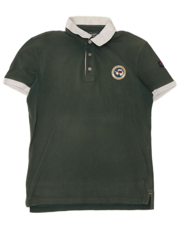 Napapijri Mens Rugby Polo Shirt Medium Green Colourblock
