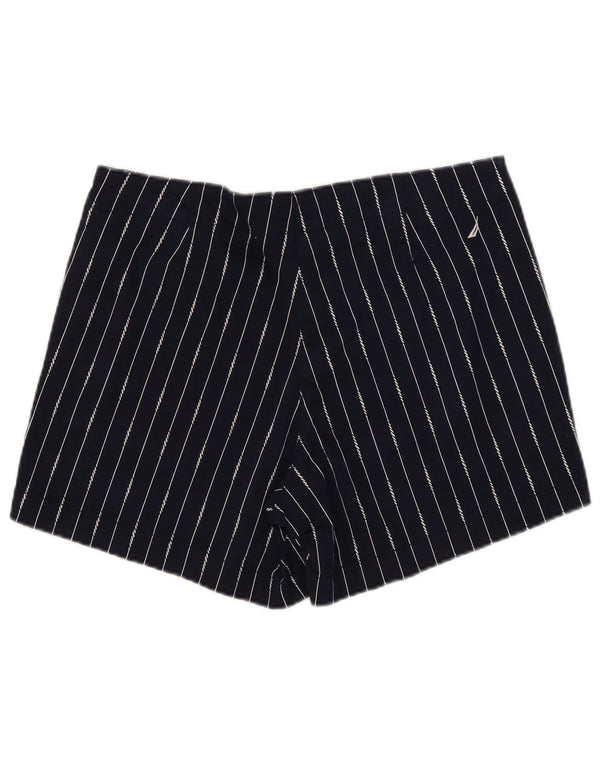 Nautica Womens Chino Shorts US 12 Large W35 Navy Blue Pinstripe Cotton