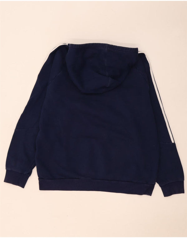 Adidas Mens Hoodie Jumper Medium Navy Blue Colourblock Cotton