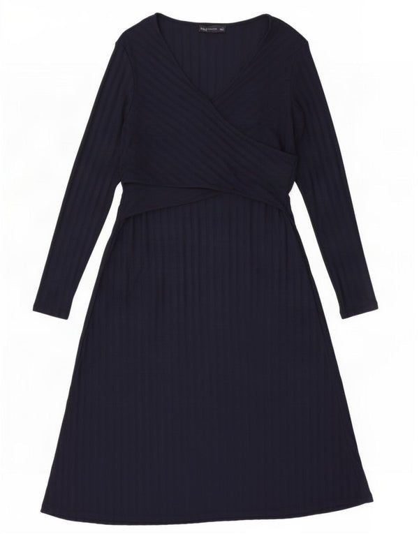 Marks & Spencer Womens Long Sleeve Jumper Dress UK 16 Large Navy Blue