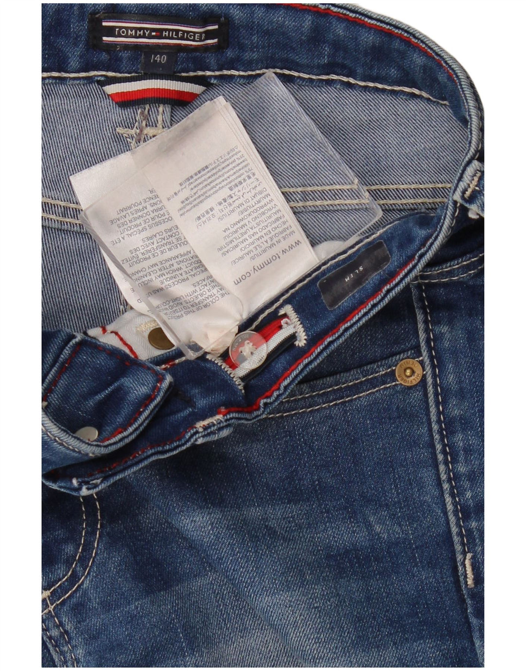 TOMMY HILFIGER Boys Slim Jeans 9-10 Years W26 L24 Blue Cotton