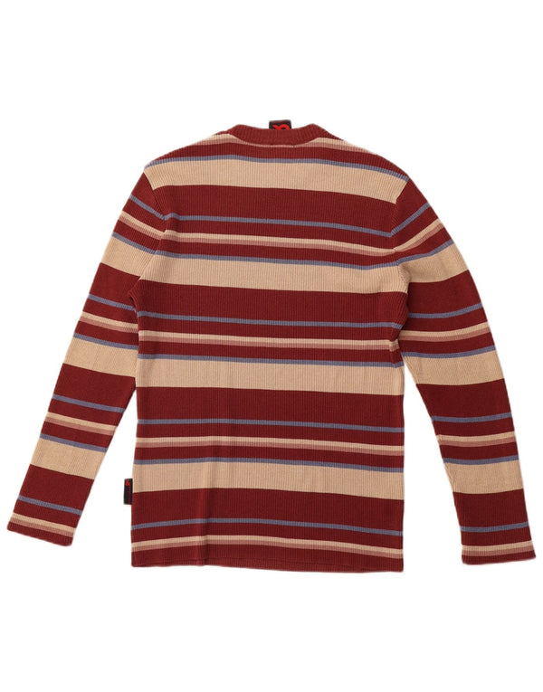 DOLCE & GABBANA Mens Crew Neck Jumper Sweater IT 54 XL Burgundy Striped