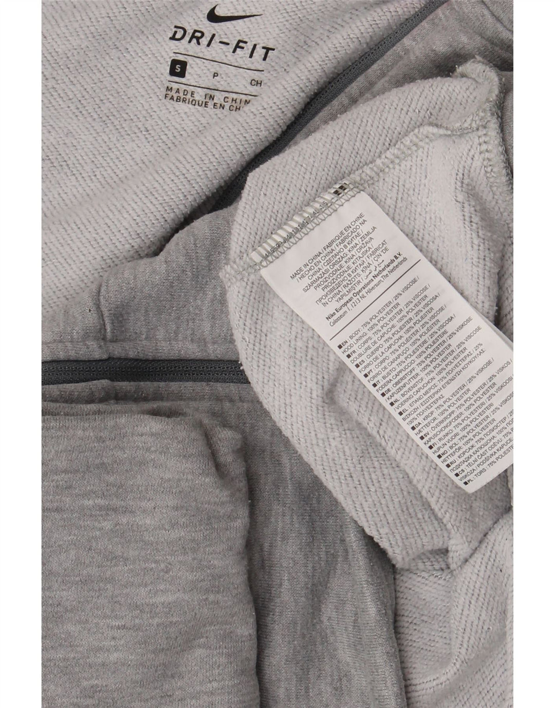 Nike Womens Dri Fit Oversized Zip Hoodie Sweater UK 10 Small Grey Polyester