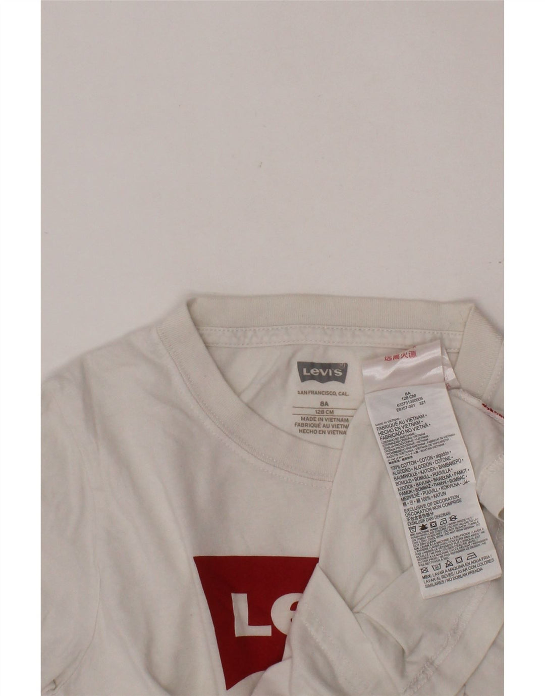 LEVI'S Boys Graphic T-Shirt Top 7-8 Years White Cotton