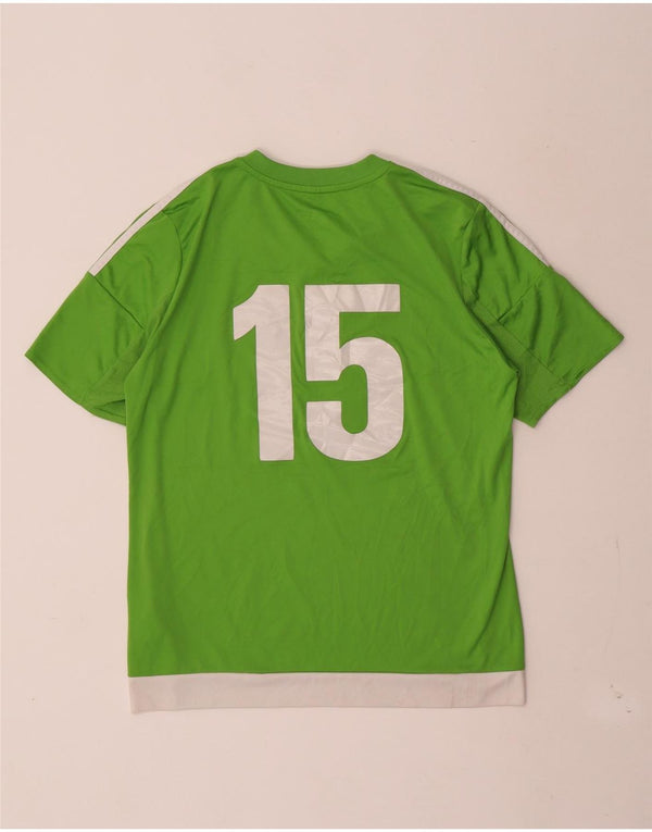 Adidas Boys Climacool Graphic T-Shirt Top 13-14 Years Green Colourblock