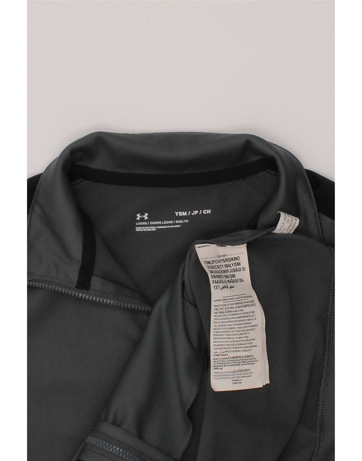 UNDER ARMOUR Boys Tracksuit Top Jacket 7-8 Years Small Grey Colourblock