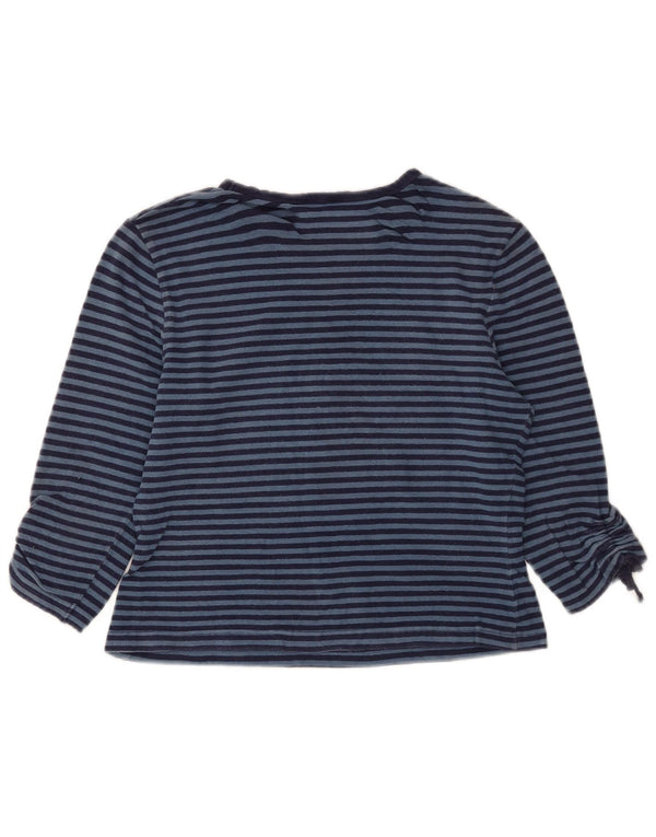 MOSSIMO Womens Crop Top 3/4 Sleeve UK 14 Large Blue Striped Cotton