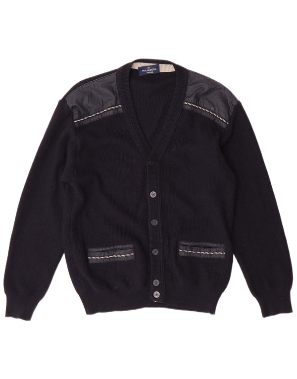 Malagrida Womens Cardigan Sweater UK 14 Medium Navy Blue Wool