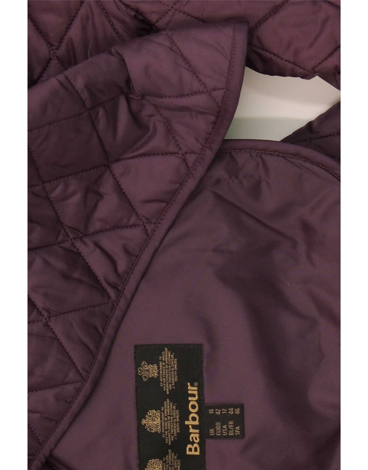 Barbour Womens Quilted Jacket UK 16 Large Purple Polyamide
