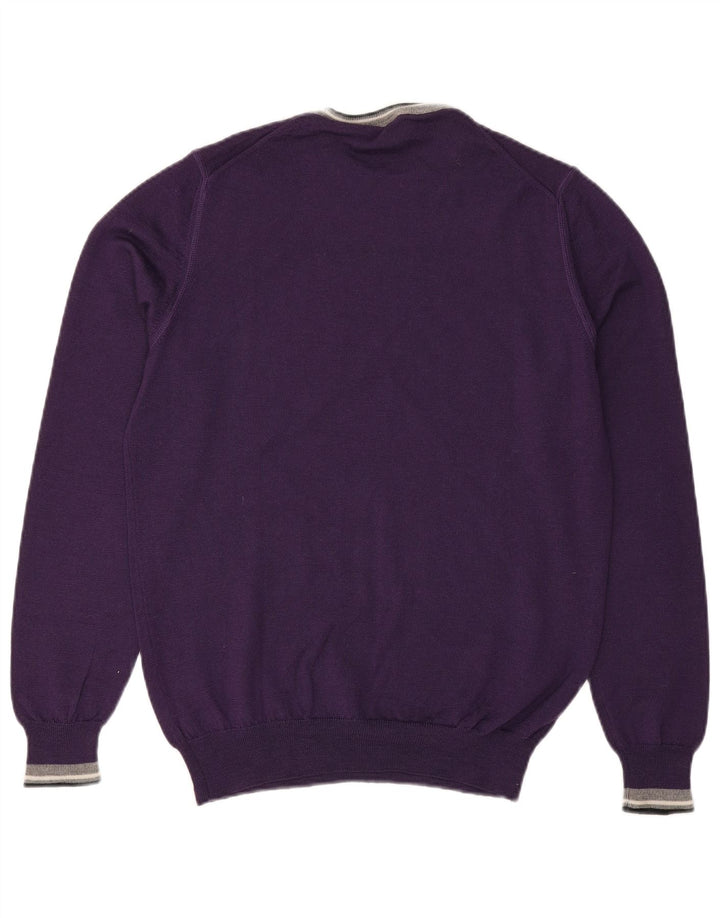 TRUSSARDI JEANS Mens Crew Neck Jumper Sweater Medium Purple Wool