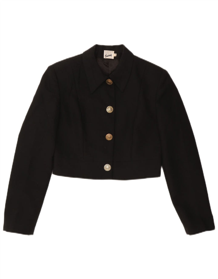 VINTAGE Womens Bolero Jacket IT 42 Medium Black Viscose