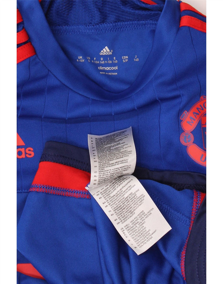 ADIDAS Boys Manchester United Graphic T-Shirt Top 9-10 Years Blue