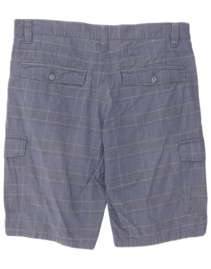 Blue Side Mens Cargo Shorts IT 52 XL W36  Blue Check Cotton