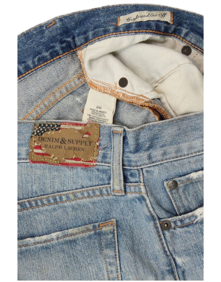 Ralph Lauren Womens Boyfriend Distressed Denim Hot Pants W26 Small Blue