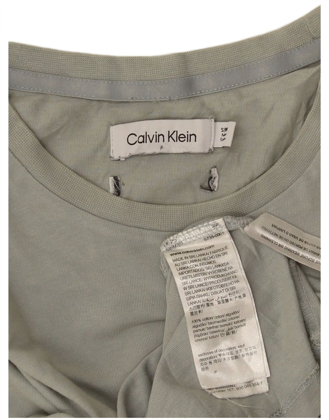 CALVIN KLEIN Mens T-Shirt Top Small Grey Cotton