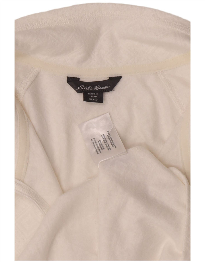 Eddie Bauer Womens Zip Neck Pullover Tracksuit Top UK 18 XL White Geometric