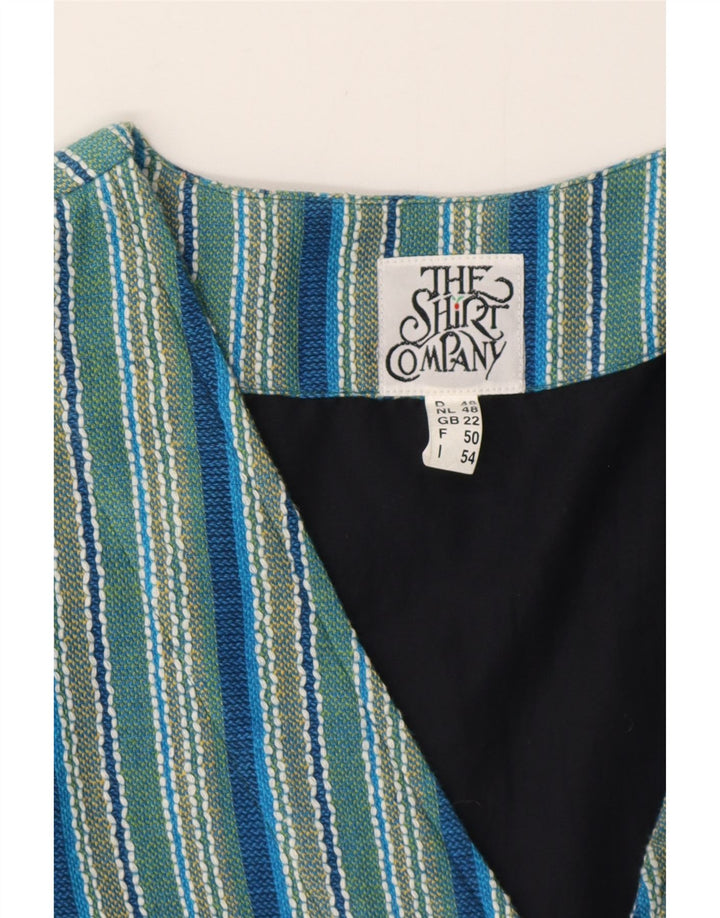 THE SHIRT COMPANY Womens Waistcoat UK 22 3XL Blue Striped