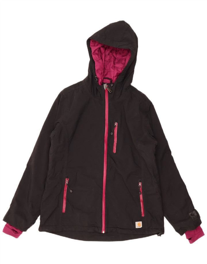 Carhartt Womens Hooded Windbreaker Jacket US 8/10 Medium Black Polyester