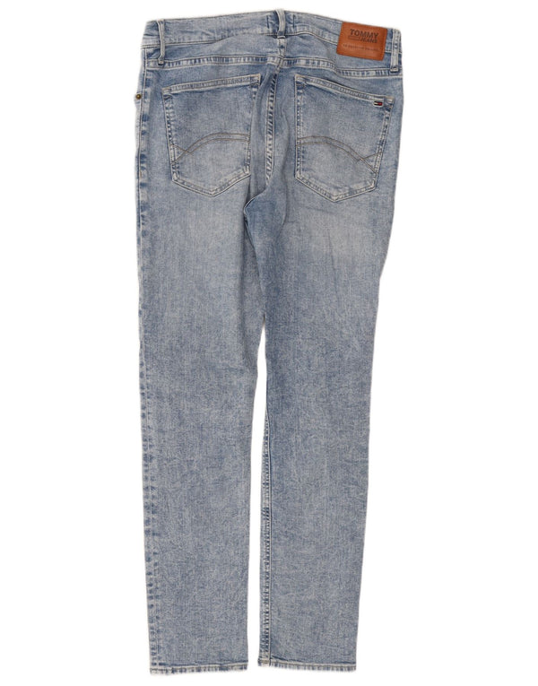 TOMMY JEANS Mens Acid Wash Skinny Jeans W34 L32 Blue Cotton