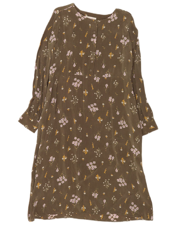 Marks & Spencer Womens Per Una Long Sleeve Shift Dress UK 14 Large Green