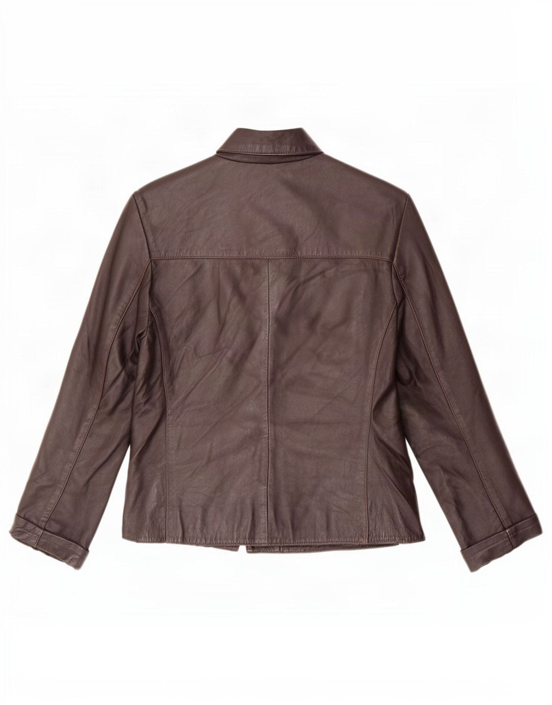 Phase Eight Womens Leather Jacket UK 12 Medium Brown