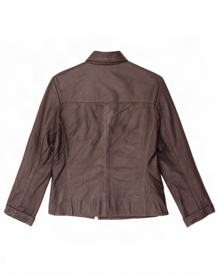 Phase Eight Womens Leather Jacket UK 12 Medium Brown