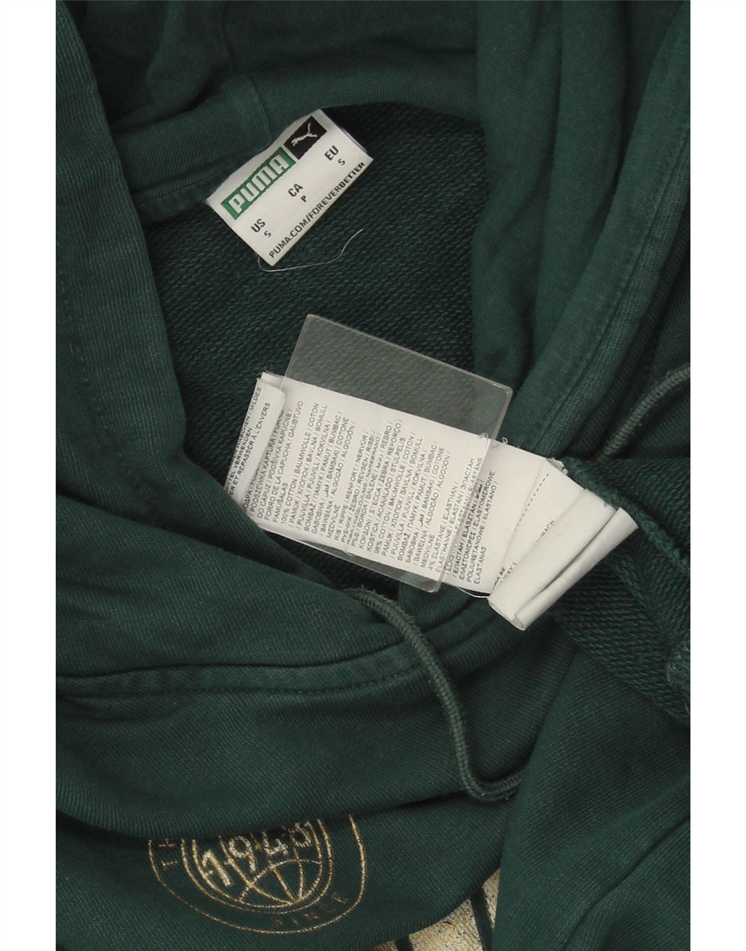 PUMA Mens Graphic Hoodie Jumper Small Green Cotton