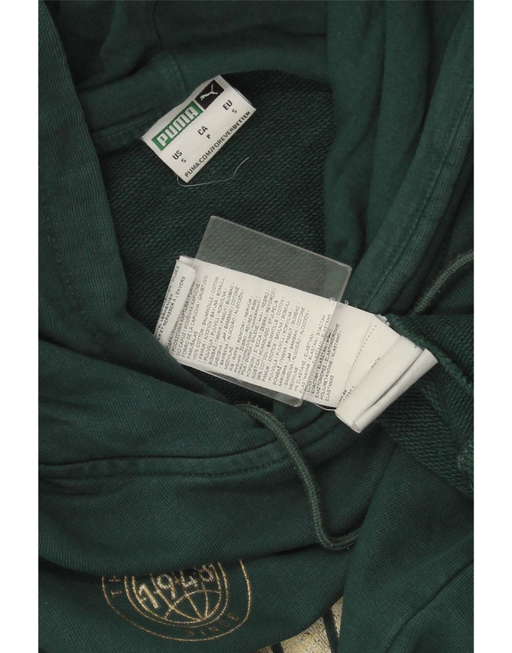 PUMA Mens Graphic Hoodie Jumper Small Green Cotton