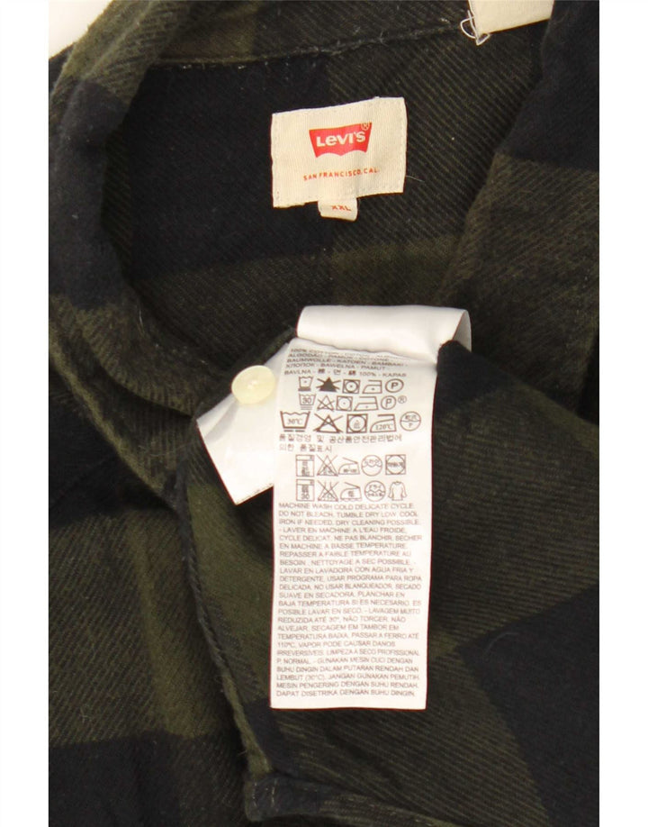 Levi's Mens Flannel Shirt 2XL Khaki Check Cotton