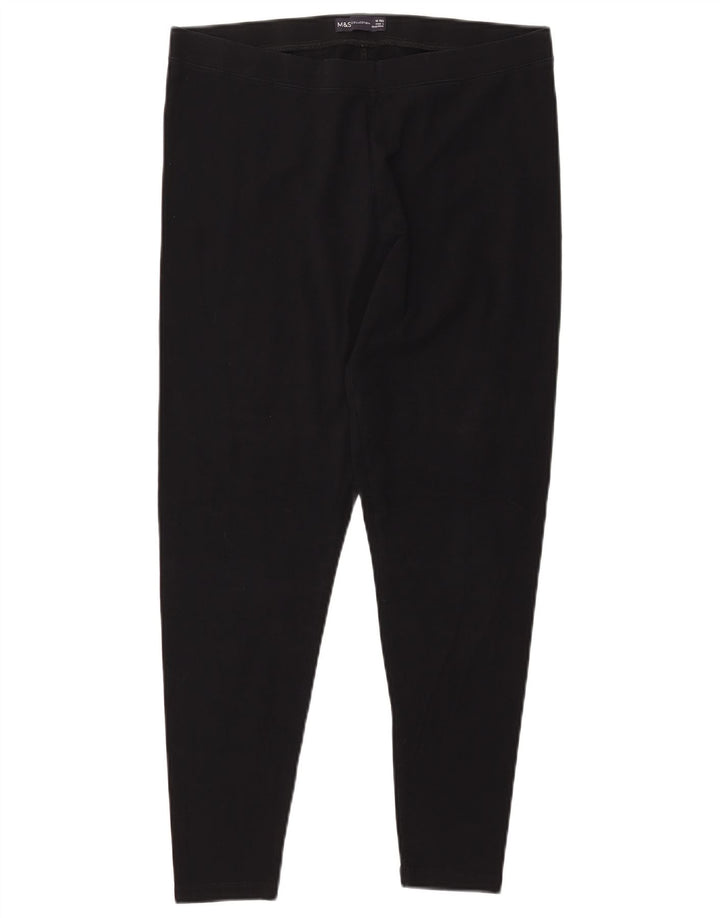 MARKS & SPENCER Womens Leggings UK 16 Large Black Cotton