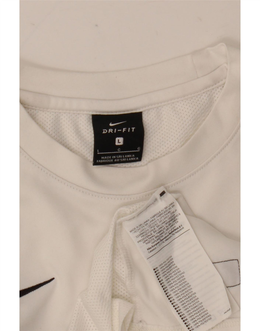 Nike Mens Dri Fit T-Shirt Top Large White Colourblock Polyester