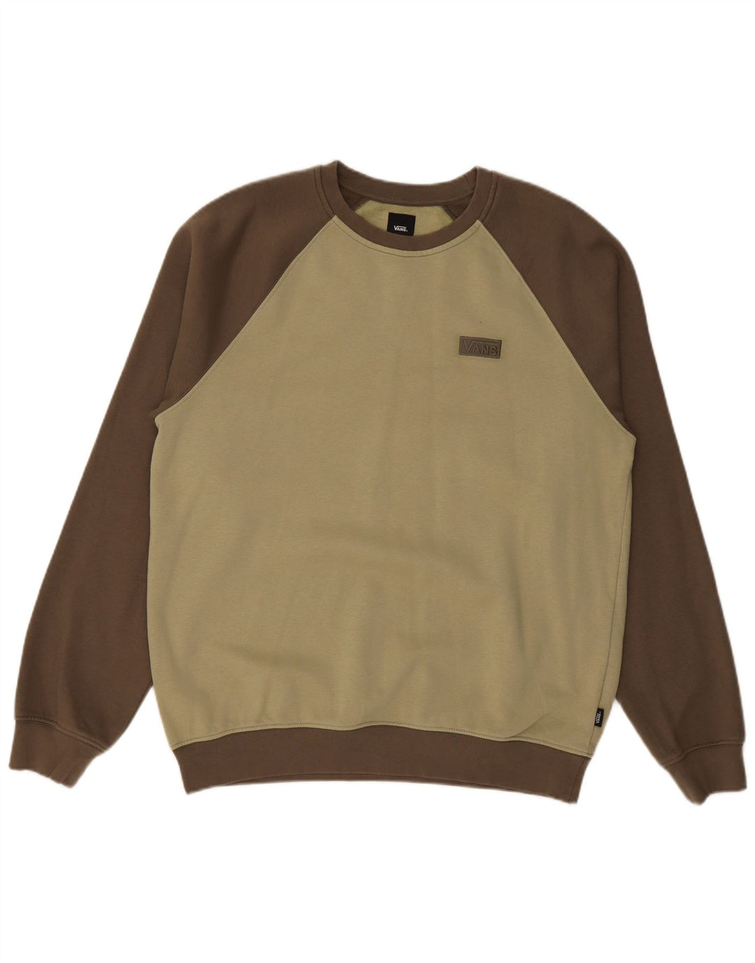 VANS Mens Sweatshirt Jumper Medium Khaki Colourblock Cotton