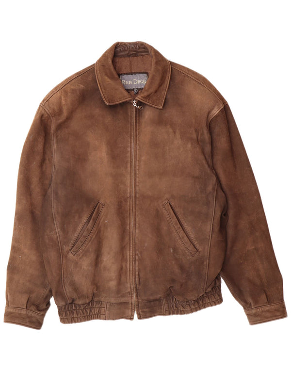 Vintage Mens Leather Jacket UK 42 XL Brown Leather