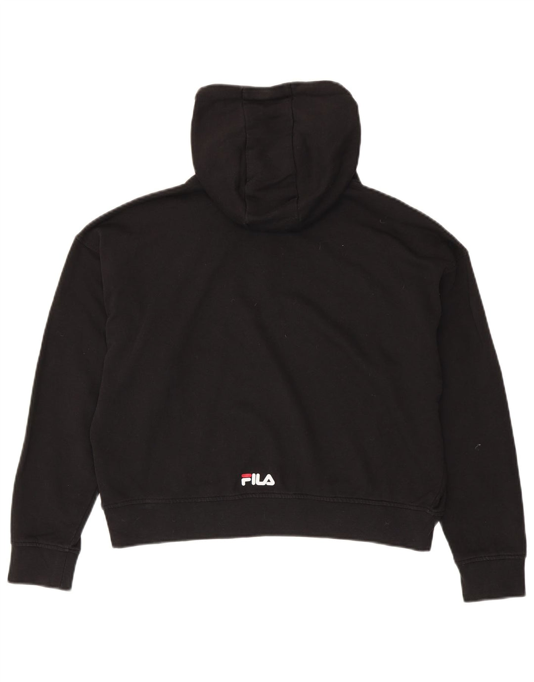 FILA Womens Oversized Crop Graphic Hoodie Jumper UK 6 XS Black