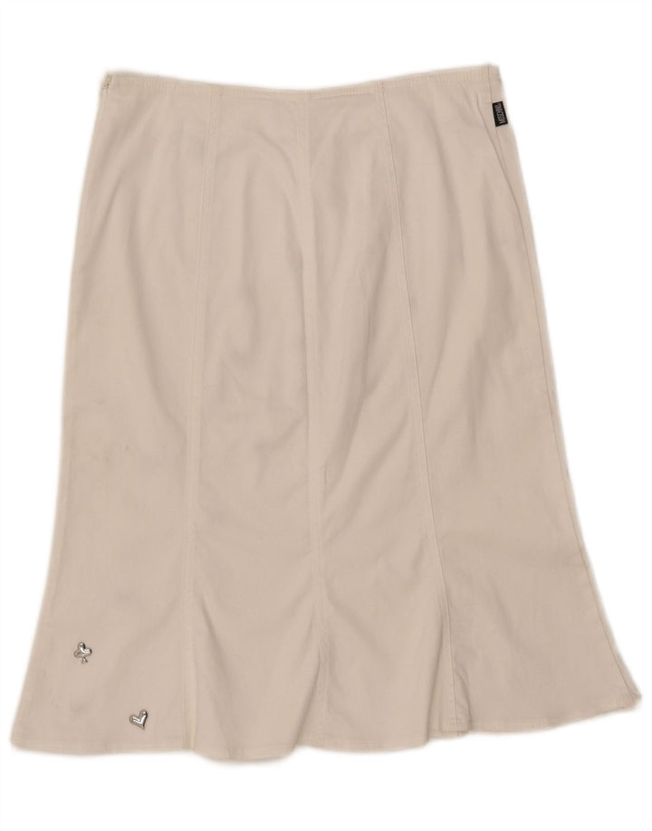 MOSCHINO Womens High Waist A-Line Skirt UK 14 W30 L23 White Cotton