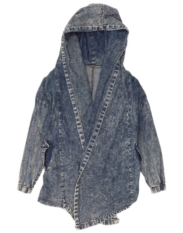 Vintage Womens Hooded Open Denim Jacket UK 16 Large Blue