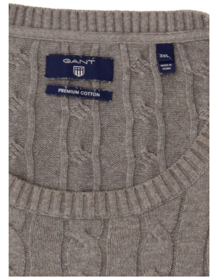 GANT Mens Crew Neck Jumper Sweater 3XL Grey Cotton