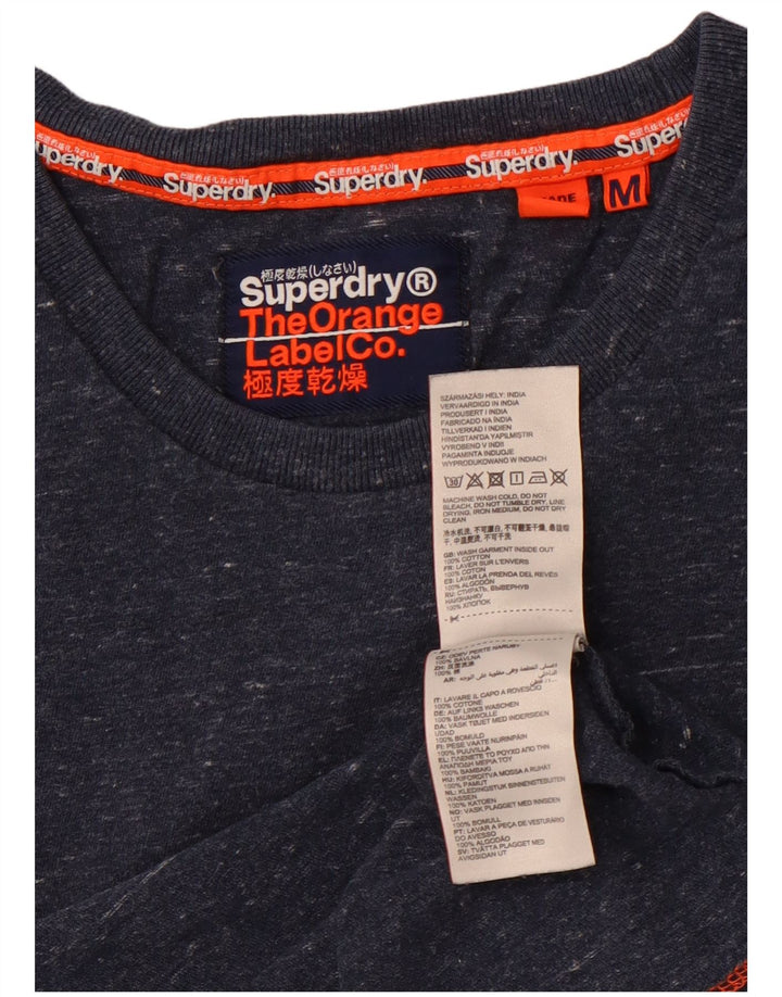 SUPERDRY Mens T-Shirt Top Medium Navy Blue Flecked Cotton