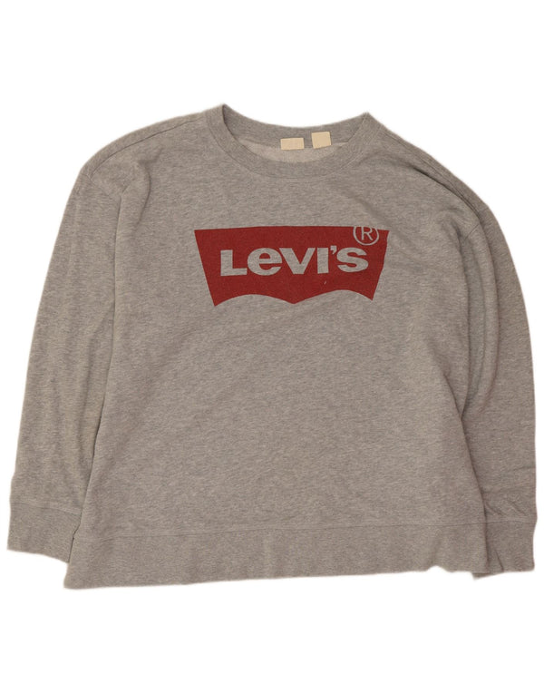 Levi's Womens Graphic Sweatshirt Jumper UK 20 2XL Grey Flecked Cotton