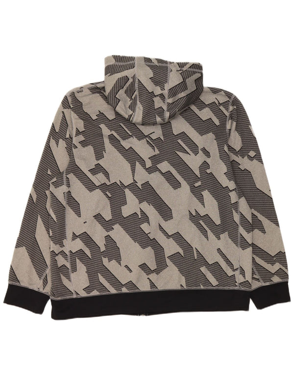 Nike Mens Dri Fit Zip Hoodie Sweater XL Grey Geometric Polyester