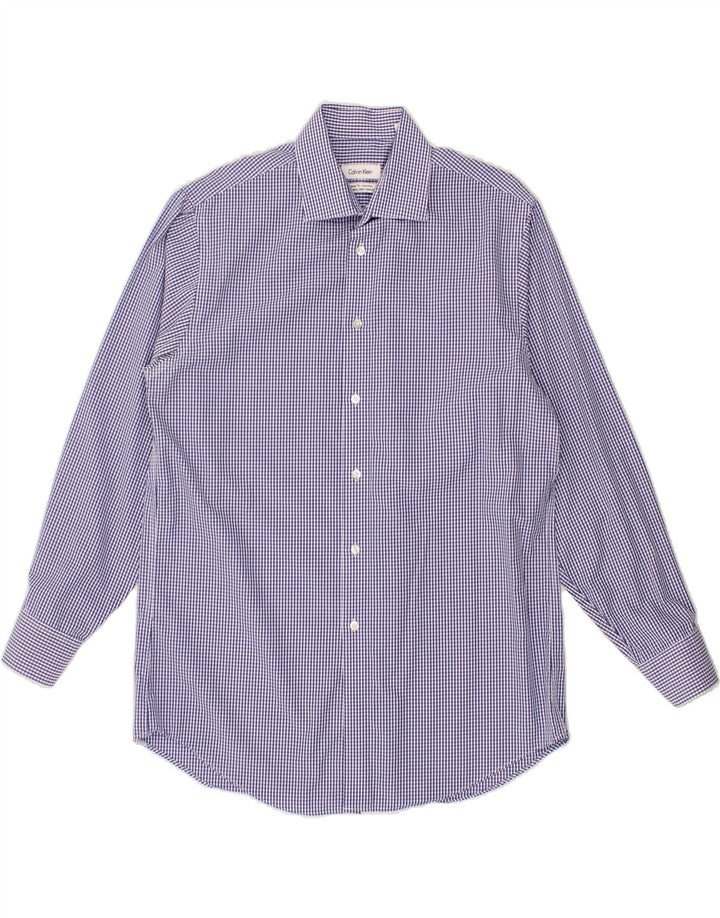 CALVIN KLEIN Mens Regular Fit Shirt Size 15 1/2 Medium Blue Gingham Cotton