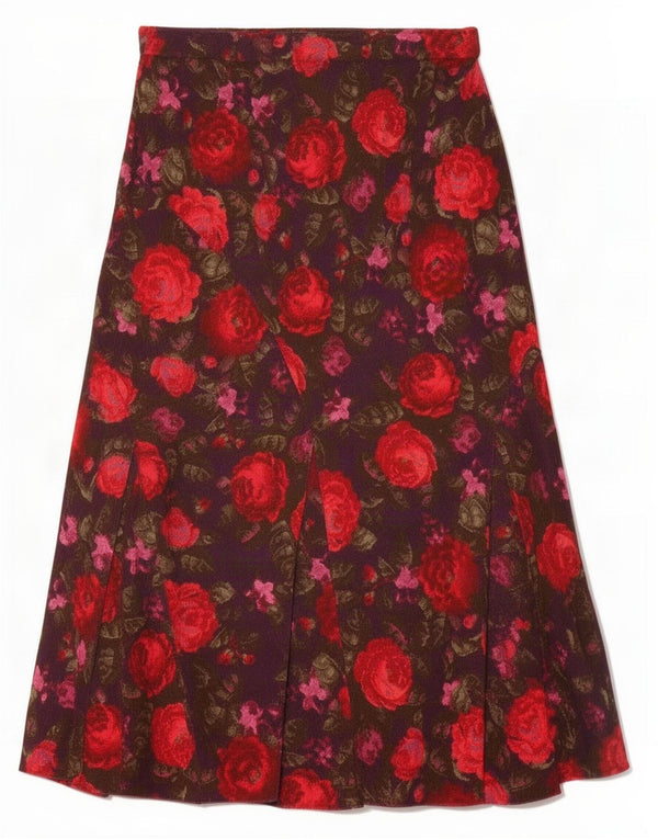 Marks & Spencer Womens Corduroy Skirt UK 12 Medium W32 Purple Floral
