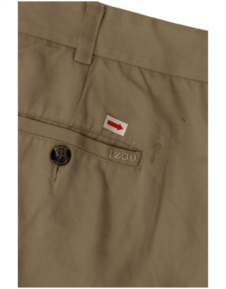 IZOD Mens Pegged Chino Shorts W42 2XL  Khaki Polyester